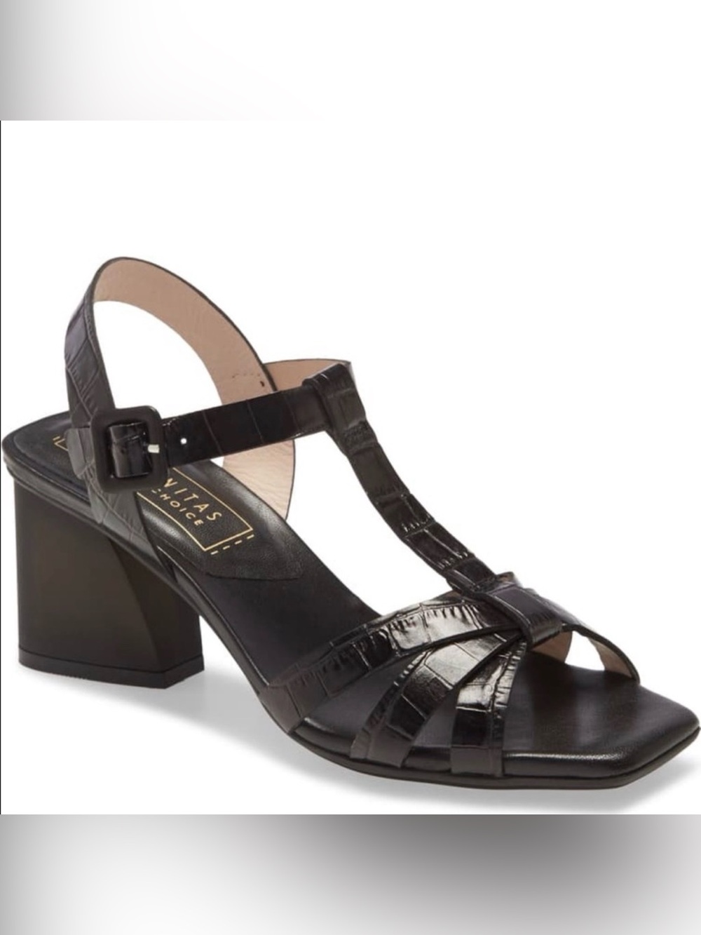 Hispanitas Black Croc-Embossed Praga Leather Sandals